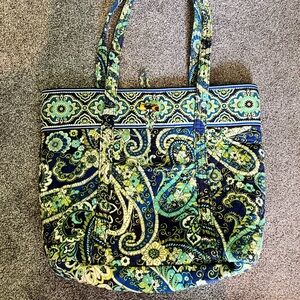 Vera Bradley Blue and Green Paisley Tote Rhythm and Blues Quilted